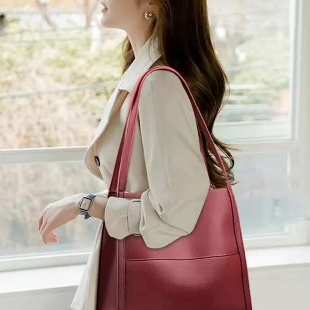 Vegan Leather Tote Bag Women Large Capacity Shoulder Purse Organizer